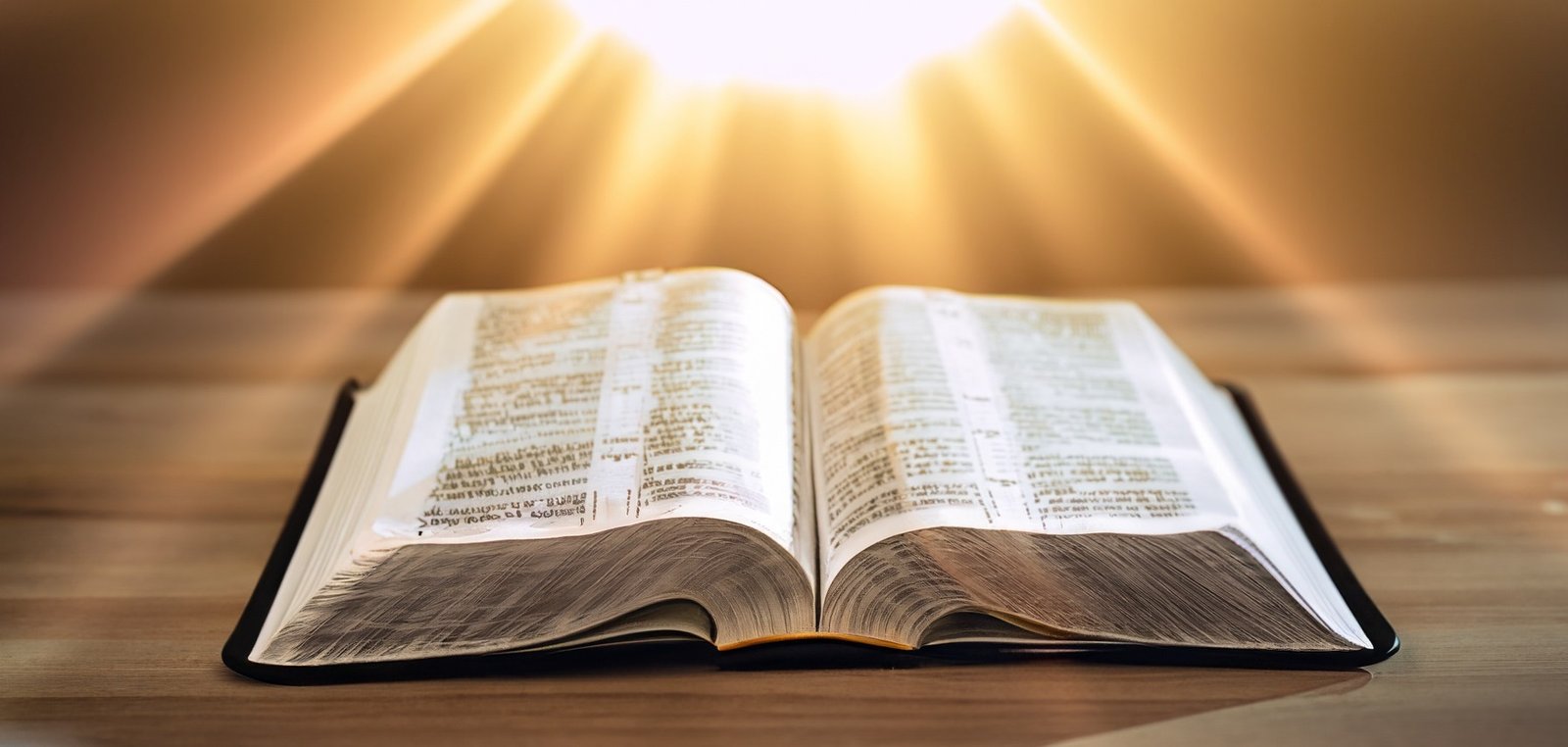 firefly-an-image-featuring-an-open-bible-resting-on-a-wooden-table.-rays-of-light-are-shining-down-f